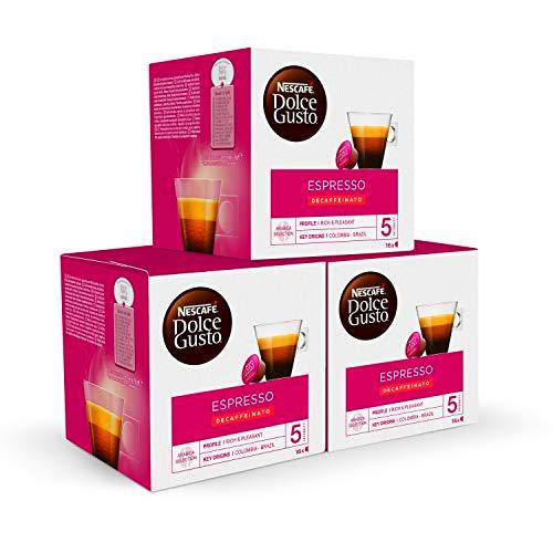 Nescafé DOLCE GUSTO Café ESPRESSO DESCAFEINADO, Pack de 3 x 16 Cápsulas