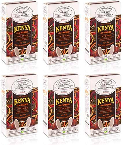 Caffè Corsini Compagnia Dell'Arabica 100% Arábica Kenia Café 6 Paquete De 10 Nespresso Cápsulas 680 g