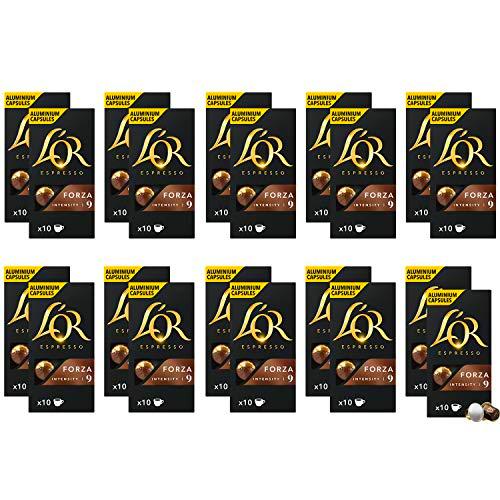 L'Or Espresso Café Forza Intensidad 9 - 200 cápsulas de aluminio compatibles con máquinas Nespresso (20 Paquetes de 10 cápsulas)