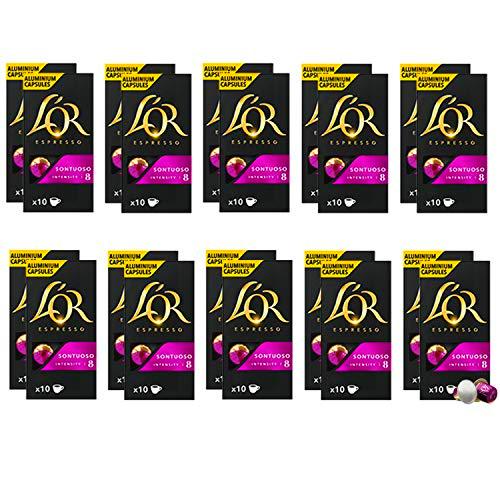 L'Or Espresso Café Sontuoso Intensidad 8 - 200 cápsulas de aluminio compatibles con máquinas Nespresso (20 Paquetes de 10 cápsulas)