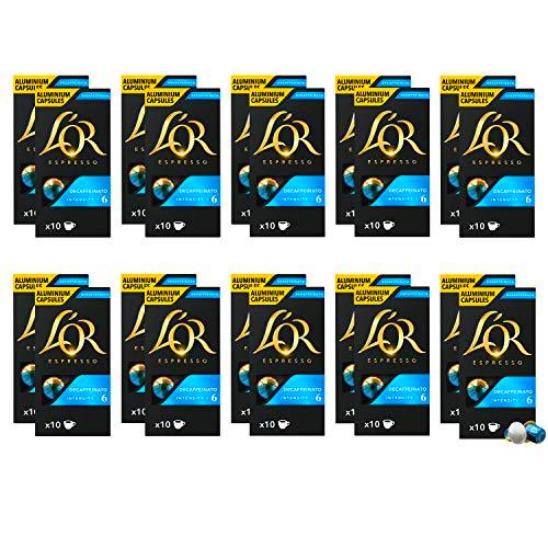 L'Or Café Espresso Decaffeinato, Intensidad 6, 200 Cápsulas de aluminio compatibles con cafeteras Nespresso