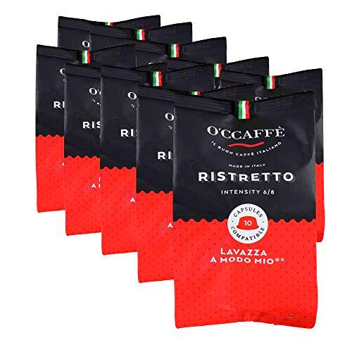 O'ccaffè – Ristretto | Lavazza a Modo Mio cápsulas compatibles | 100 cápsulas | café de tostado extra lento de tambor de la empresa familiar italiana