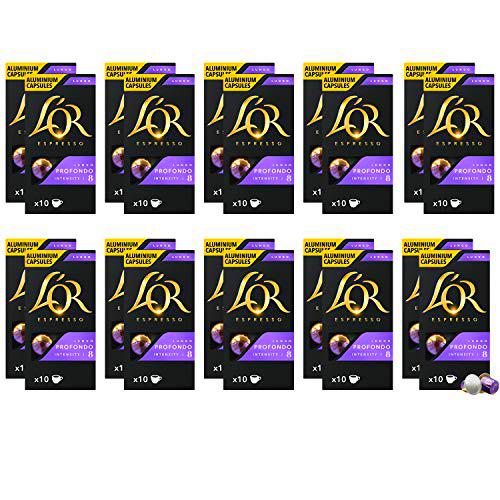 L'Or Espresso Café Lungo Profundo Intensidad 8 - 200 cápsulas de aluminio compatibles con máquinas Nespresso (20 Paquetes de 10 cápsulas)