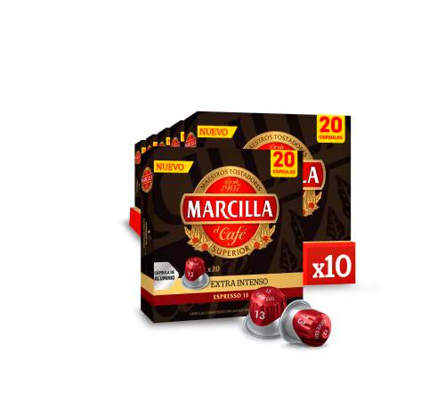 Marcilla Cápsulas de Café Extra Intenso | Intensidad 13 | 200 Cápsulas Compatibles Nespresso (R)*