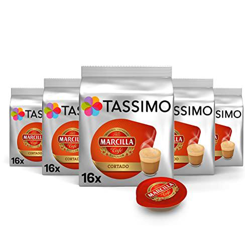 Tassimo Cápsulas de Café Marcilla Cortado | 80 Cápsulas Compatibles con Cafetera Tassimo