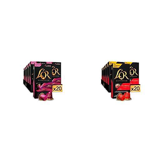 L'OR Espresso Cápsulas de Café India Orígenes | Intensidad 10 | 200 Cápsulas Compatibles Nespresso (R)* &amp; Espresso Cápsulas de Café Splendente | Intensidad 7 | 200 Cápsulas Compatibles Nespresso (R)*