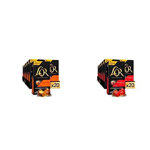 L'OR Espresso Cápsulas de Café Delizioso | Intensidad 5 | 200 Cápsulas Compatibles Nespresso (R)* &amp; Espresso Cápsulas de Café Splendente | Intensidad 7 | 200 Cápsulas Compatibles Nespresso (R)*