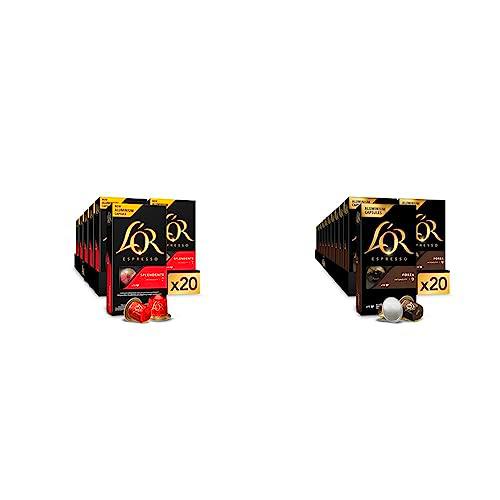 L'OR Espresso Cápsulas de Café Splendente | Intensidad 7 | 200 Cápsulas Compatibles Nespresso (R)* &amp; Espresso Cápsulas de Café Forza | Intensidad 9 | 200 Cápsulas Compatibles Nespresso (R)*