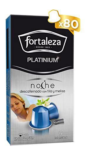 Café Fortaleza Platinium, Cápsulas de Café Descafeinado con Tila y Melisa compatibles con Nespresso